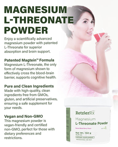 Neuro Magnesium L-Threonate Powder – Brain, Memory & Sleep Support | RetzlerRx® BERRY FLAVOR